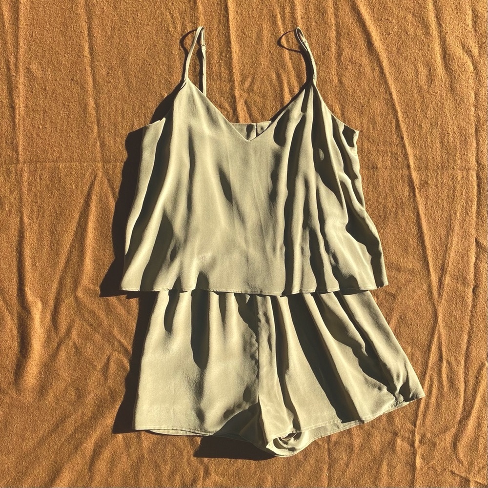 Silk Sage Green Romper by LAVENDER BROWN - XS